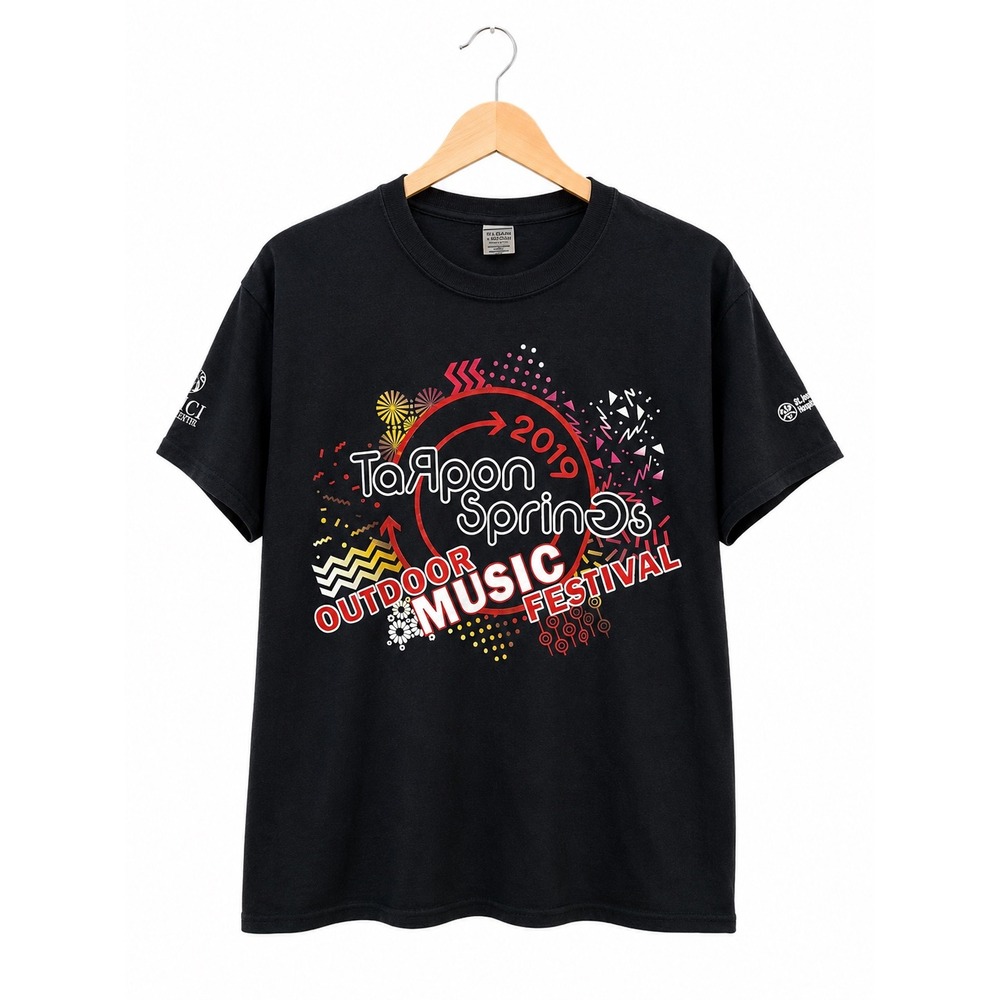 2019 Tarpon Springs Outdoor Music Festival Graphic T-Shirt Black Medium NEW